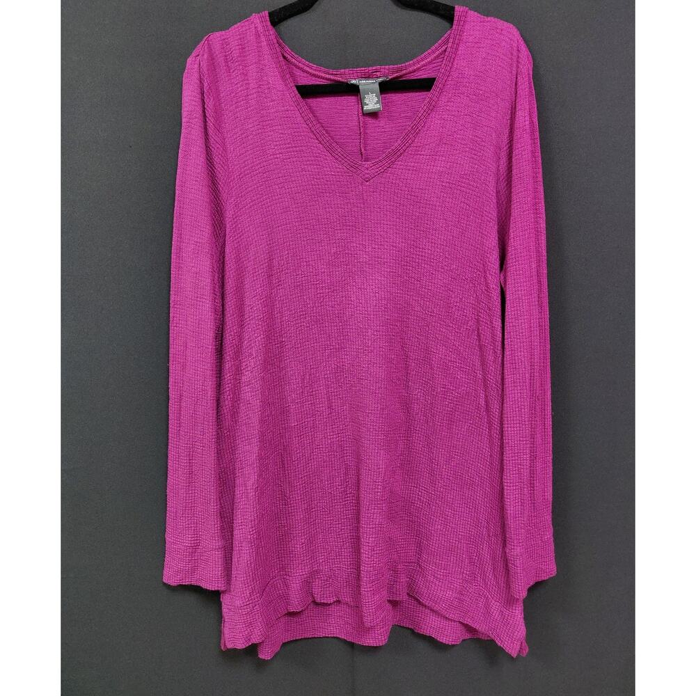 ADRIANNA PAPELL Pink Glow Long Sleeve Top Solid Knit Women Size L
